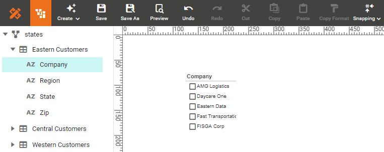 selection list filtering eastern customers