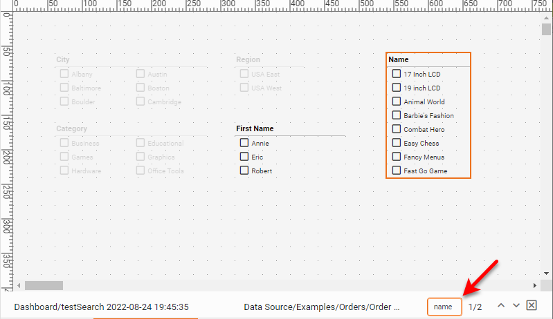 type name in Search field to find components