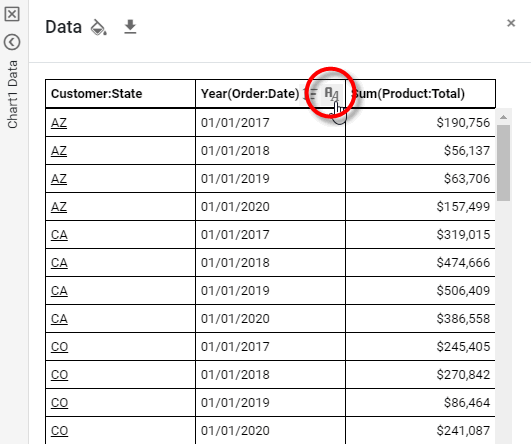press Format button in column header