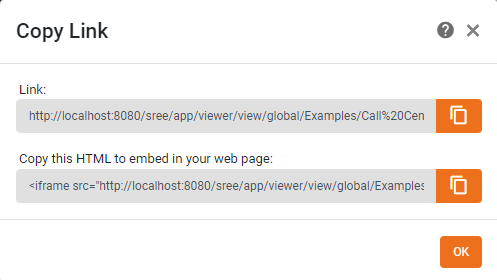 select Copy Link opens copy link dialog