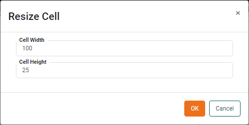 right-click cell and select Set Cell Size