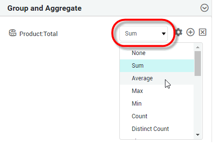 select aggregation method for measure