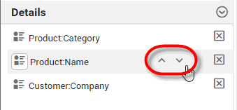press arrows to reorder selection tree fields